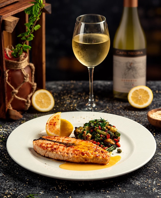 Peixe grelhado harmonizado com Capa Negra Chardonnay Reserva